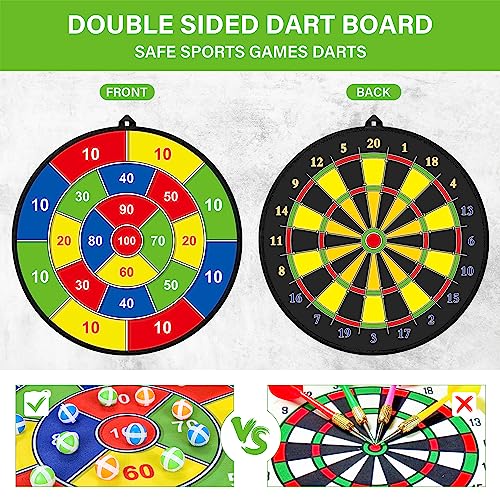 Large Dart Board for Kids, Kids Double-Sided Dart Board with Sticky Balls and Darts, Indoor/Outdoor Sport Fun Party Play Game Toys, Gifts for 3 4 5 6 7 8 9 10 11 12 Year Old Boys Girls - style: M023