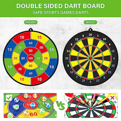Large Dart Board for Kids, Kids Double-Sided Dart Board with Sticky Balls and Darts, Indoor/Outdoor Sport Fun Party Play Game Toys, Gifts for 3 4 5 6 7 8 9 10 11 12 Year Old Boys Girls - style: M023