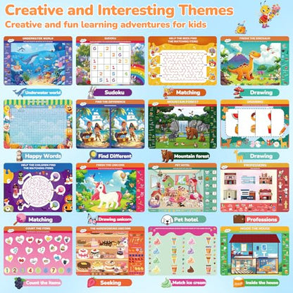 Search and Find Books for Kids 3-5, Reusable Preschool Learning Activities, Perfect Road Trip Essentials, Educational Toys, 28 PCS Busy Books for 3 4 5 6 Year Old Boys Girl Christmas Birthday Gifts - style: Search and Find Activities