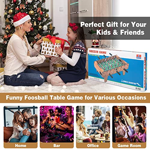 Giantex 27" Foosball Table, Easily Assemble Wooden Soccer Game Table Top w/Footballs, Indoor Table Soccer Set for Arcades, Game Room, Bars, Parties, Family Night