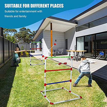 Ladder Toss Outdoor Game Set - Win SPORTS Indoor Ladder Ball Toss Game with 6 Weighted Bolos, Carrying Case and Sand Weighted PVC Piping,Games for Adults, Kids, Family