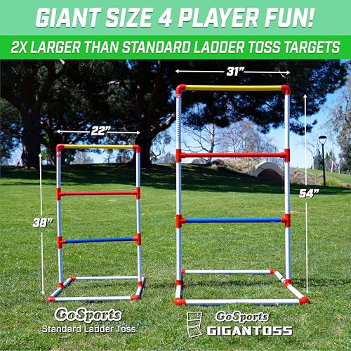 GoSports Portable Ladder Toss Game Set For Family and Friends - Weather Resistant Construction and Easy Setup for Adults and Family - Backyard Toss Game for Family Party, Cookouts & Beach Fun - style: Giant Size