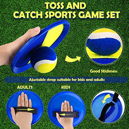 Charniol Kids Toys Toss and Catch Game Set Beach Game Outdoor Ball Sports Games Toss and Catch Ball Nylon Toys for Kids Adults(Blue Yellow,12 Paddles 6 Balls) - color: Blue Yellow