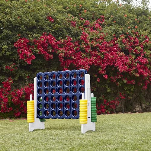 ECR4Kids Jumbo 4-to-Score Giant Game with 42 Rings and Reset Sliders, Kids Games, Blue/Gold - color: Blue/Gold