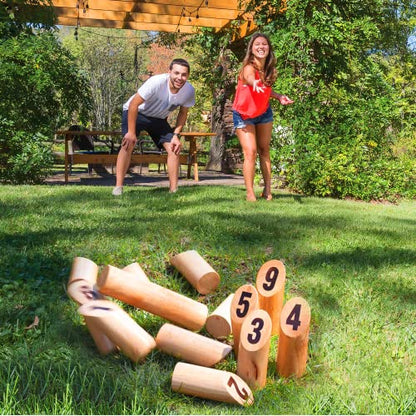 GSE Games & Sports Expert Wooden Throwing Game, 12 Numbered Block Toss Yard Game/Kubb Yard Game Set with Carrying Bag for Outdoor Backyard Lawn, Park with Family and Friends - color: Numbered Game Set