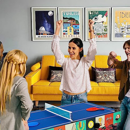 4in1 Portable Multi Game Table Combination Set Kids Childrens Family Home Play Room Archery air Hockey Pool Billiards Foosball Table Tennis Combo Green