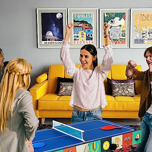 4-in-1 Multi Game Table 48inch Folding Combo Game Table, Football Table,Billiards Table, Pool/Snooker Table, Hockey Table, Table Tennis Table for Adults Family Birthday - color: Multi black blue