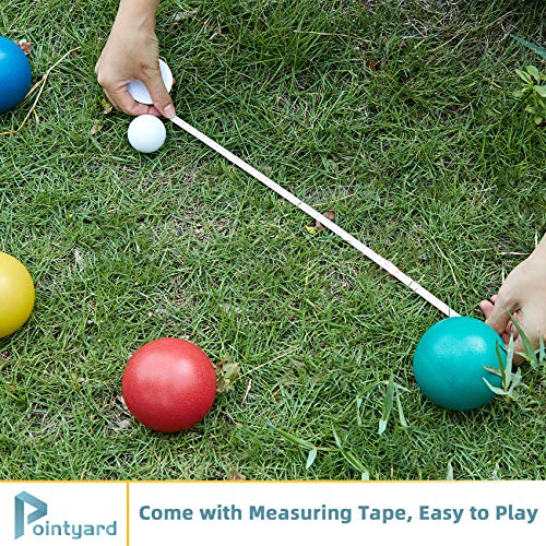 84mm Bocce Ball Set, Outdoor Games for Adults and Family, Backyard Ball Set with 8 PE Bocce Balls & 1 Pallino & Carry Bag & Measuring Tape for Teens Beginners - size: 84mm