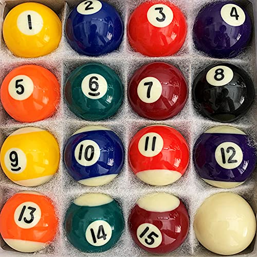 Billiard Ball Set Mini Size 1-1/2 Inch Pool Balls Set Complete 16 Balls Set American Style Resin Balls Pool Table Accessories