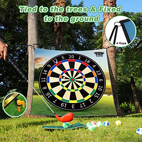 TOY Life Chipping Golf Game Mat Indoor Outdoor Games for Adults and Family Kids Outdoor Play Equipment Stick Chip Game Indoor Golf Set Backyard Games Outdoor Toys for Kids - style: Dart Board Style