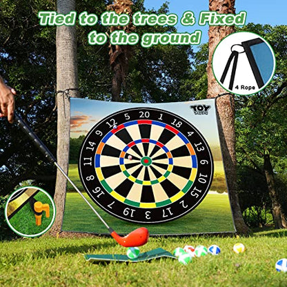 TOY Life Chipping Golf Game Mat Indoor Outdoor Games for Adults and Family Kids Outdoor Play Equipment Stick Chip Game Indoor Golf Set Backyard Games Outdoor Toys for Kids - style: Dart Board Style