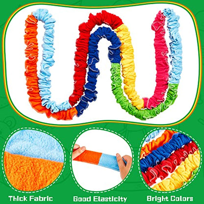 Jecery Cooperative Stretchy Band Carnival Games Elastic Fleece Tug of War Rope Sack Race Bags Legged Race Bands for Stretchy Band Music Activities Field Day Kids Adult Games - size: 21.3 ft