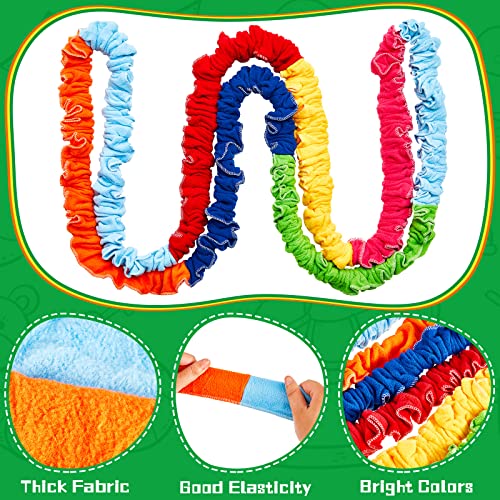 Jecery Cooperative Stretchy Band Carnival Games Elastic Fleece Tug of War Rope Sack Race Bags Legged Race Bands for Stretchy Band Music Activities Field Day Kids Adult Games - size: 16.4 ft