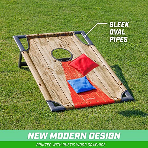 GoSports Portable Cornhole Set with Carry Case - Outdoor Lawn Bean Bag Toss Game for Adults and Family - Beach, Camping, Yard Games & More - style: Rustic
