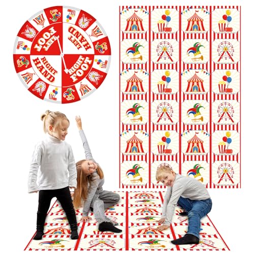 Civaner 3 Pcs Carnival Party Game for Kids with Spinner Carnival Conversation Party Twist Poses Mat Game with Conversation Mat Spinner for Classroom School