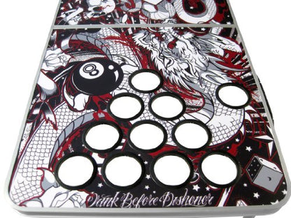 Tattoo Portable Beer Pong Table with Holes