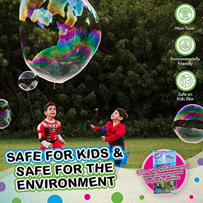 WOWMAZING Giant Bubble Kit: Space - Incl. Wand, 2 Big Bubble Concentrate Pouches and 8 Glow-in-the-Dark Stickers | Outdoor Toy for Kids, Girls | Bubbles Made in The USA - Space Kit - style: Space
