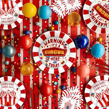 Circus Birthday Party Decorations - Carnival Birthday Party Favors - Carnival Party Supplies - Circus Theme Birthday Party Tableware Set with Plates, Napkins, and Forks - style: Circus