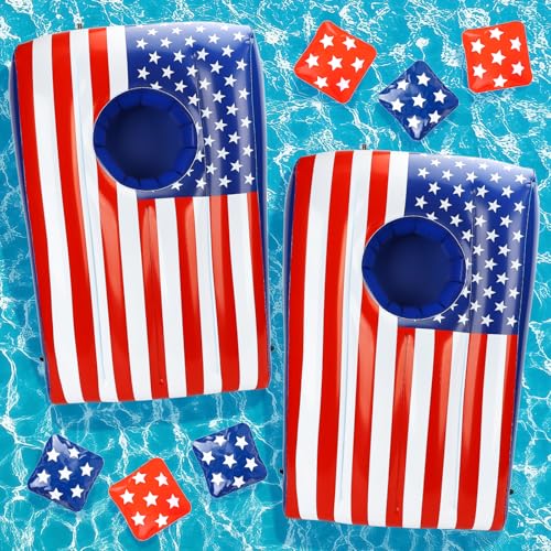 TOY Life 2 Sets Inflatable Pool Games Toys, Pool Cornhole Game Floating Toys for Adults Family, Water Games for Adults, Bean Bag Toss Game for Swimming Pools - color: Red&Blue