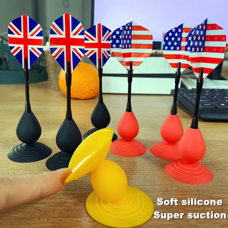 Sucker Darts Throwing Game Set, Silicone Suction Cup Toys - color: Red+black Flags
