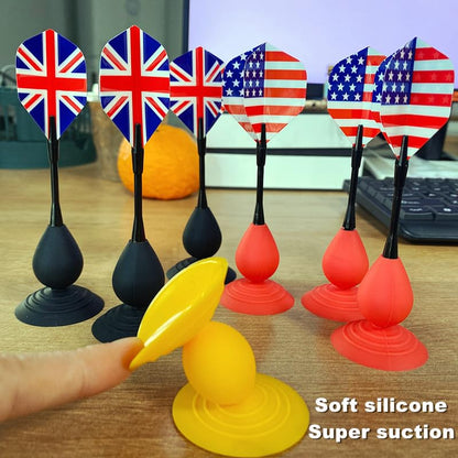 Sucker Darts Throwing Game Set, Silicone Suction Cup Toys - color: Red+black Flags