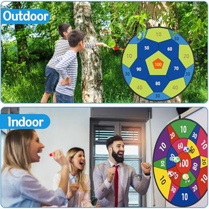 HELLO PAPAYA 29" Large Dart Board for Kids,with 24 Sticky Balls+12 Sticky Darts,Indoor/Sport Outdoor Fun Party Play Game Toys,Birthday for 3 4 5 6 7 8 9 10 11 12 Year Old Boys Girls - style: 2in1-Purple 100 Scores Target With 24 balls 12 darts