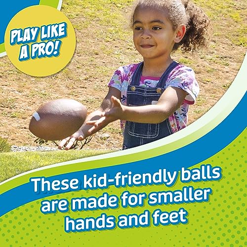 Toysmith Get Outside GO! Pro-Ball Set (Pack of 3) – Small Toddler Sports Balls for Ages 3+ – Includes 5″ Soccer, 6.5″ Football & 5″ Basketball – Indoor or Outdoor Play, Backyard Toy & Gift for Kids