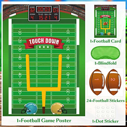 PLULON Football Game for Kids Pin the Football on the Goalpost Poster with Stickers Birthday Party Favors Home Wall Decorations for Kids Adults Family Birthday Party Supplies - style: Football