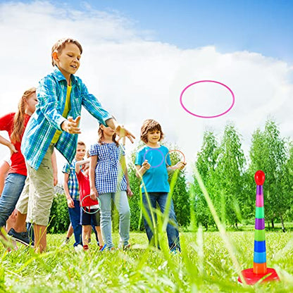 Sumind 2 Sets 18" Colorful Plastic Sport Ring Toss Game Set for Most Ages