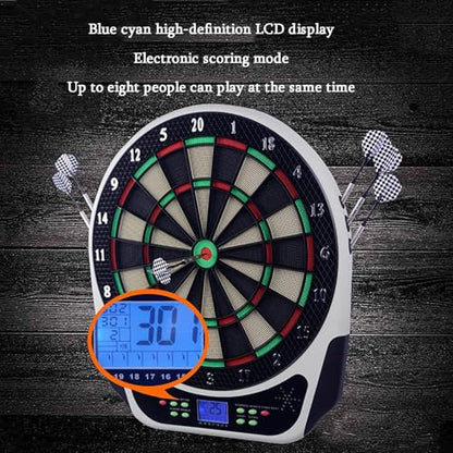 Automatic Scoring Electronic Dart Board, Professional Digital Dartboard Suitable for 1-8 Players, with 6 Soft Tips Darts, 18 Games/159 Ways to Play, LCD Digital Display, for Bar