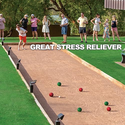 Bocce Ball Set Regulation Size and Weight for Professional Tournament, Backyard, Beach, Lawn Game with 8 Resin Bocci Balls, Pallino, Measuring Rope, Carrying Bag - style: 107mm Red and Green