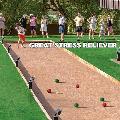 Bocce Ball Set Regulation Size and Weight for Professional Tournament, Backyard, Beach, Lawn Game with 8 Resin Bocci Balls, Pallino, Measuring Rope, Carrying Bag - style: 107mm Red and Green