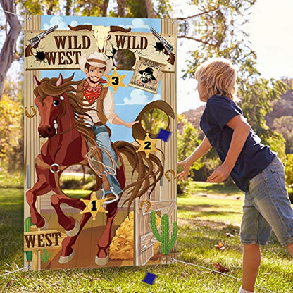 Blulu Western Party Cowboy Toss Games with 3 Bean Bags, Fun Game for Kids and Adults in Western Themed Activities Cowboy Decorations and Supplies