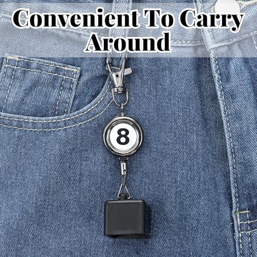 Pool Chalk Holder, Billiard Chalk Holder with Retractable Key Ring, Pool Cue Chalks Holders, Billiards Accessories for Billiard Lovers, Number 8