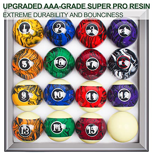 Billiard Balls Set Pool Table Balls Marble-Swirl & Classic Style 16 Ball Set - style: Tournament Dark Marble