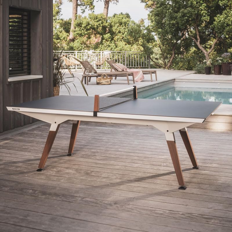 Play-Style Outdoor Table White Medium Size - design Ping-pong table - Made in France - Convertible into a dinning table