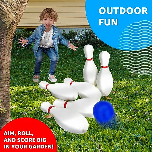 Grip Kids 17 Inch Huge Bowling Set with Storage Bag – 6 Giant Pins, Outdoor & Indoor Backyard Game for Kids, Family Party, Birthday Gift Ages 5+ – Amazon Exclusive