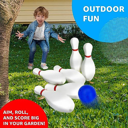 Grip Kids 17 Inch Huge Bowling Set with Storage Bag – 6 Giant Pins, Outdoor & Indoor Backyard Game for Kids, Family Party, Birthday Gift Ages 5+ – Amazon Exclusive