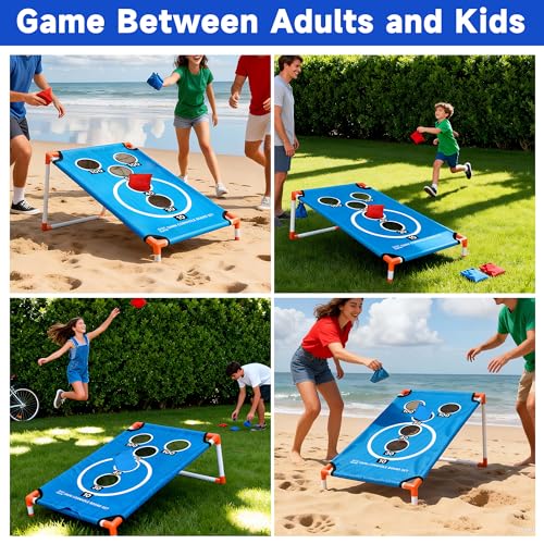 Onini Upgrade Portable Cornhole Board Set of 2 with 8 Bean Bags and Carrying Case Corn Hole Games Set for for Kids and Adults, Travel Camping Accessory(3x2 Ft)