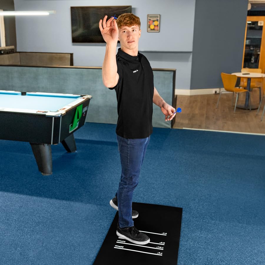 PINPOINT Professional Darts Mat | 4 Throwing Lines Distance with Oche System | 118in x 62in