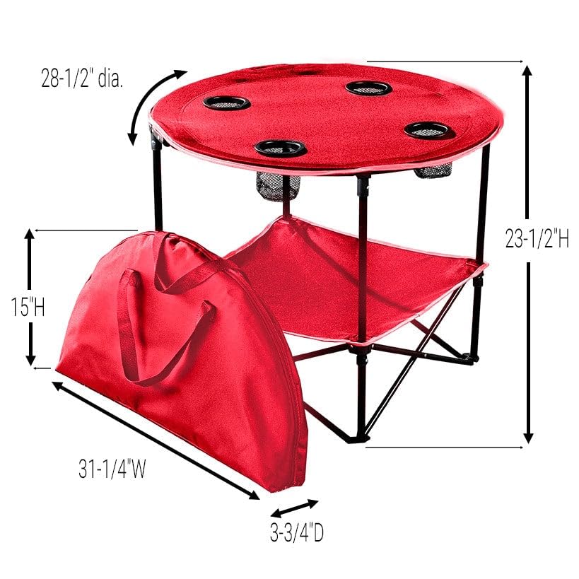 The Lakeside Collection Portable Folding Picnic Table with Shelf - Waterproof, Perfect for Outdoors - Red