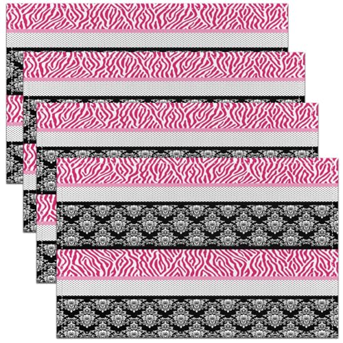 Feelyou Polka Dot with Zebra Print Placemats Set of 4 Pink Black Zebra Table Mats for Party Kitchen Dining Decoration Wild Animal Skin Texture Place Mat for Table Holiday Decor 18"x12" Washable - color: Polka Dot Zebra67