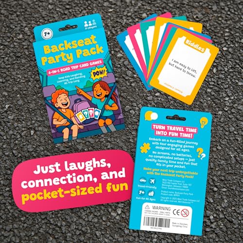 WELL BALANCED Road Trip Games for Kids Travel Essentials, Trivia, Riddles, Car Activities Must Haves for Ages 7+
