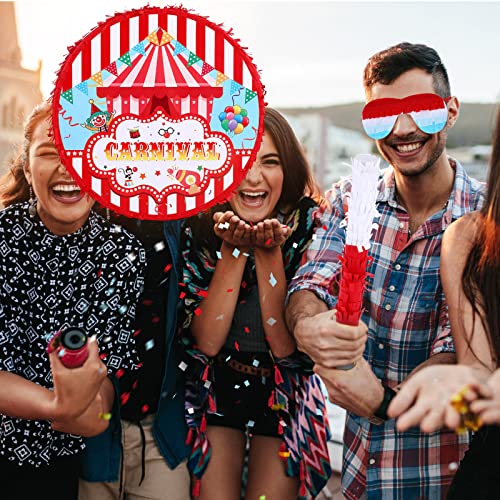 Deekin Large Carnival Piñata Stick with Blindfold Confetti Set Circus Tent Piñata for Birthday Carnival Theme Party Decorations Gaming Holiday Celebration Game Supply - style: Circus Tent