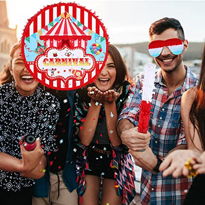 Deekin Large Carnival Piñata Stick with Blindfold Confetti Set Circus Tent Piñata for Birthday Carnival Theme Party Decorations Gaming Holiday Celebration Game Supply - style: Circus Tent