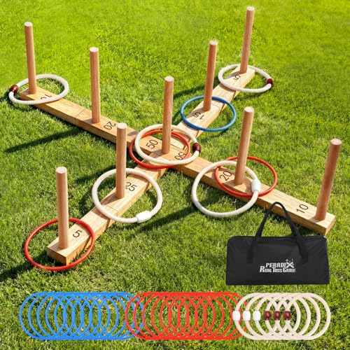 Peradix Ring Toss Game for Kids, Indoor & Outdoor Fun Holiday, Easy Setup & Magnetic Extension, Lawn Yard Games Outdoor Adults Family Party Backyard Beach Outside Game Toys, 26 Rings & Carrying Bag