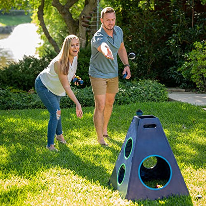 Caliber Games TowerBall Bundle - Backyard, Lawn, Beach & Tailgate Game - Great for All Ages & Group Sizes - Includes Collapsible Tower, 8 Balls (4 Green and 4 Blue), and a Premium Backpack