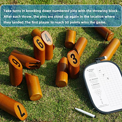 SpeedArmis Wooden Throwing Game - 12 Numbered Block Toss Games Set with Scoreboard & Carrying Case, Indoor Tailgating Bowling Yard Activity‌ for Teens Adults Family