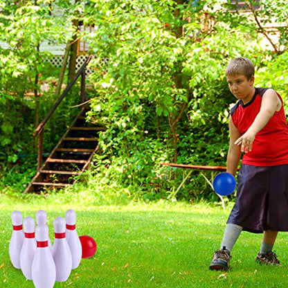 YARNOW 1Set PU Bowling for Indoor Bowling Games Safe and Fun for Ages Easy to Assemble Pins Balls for Family Fun and Reducing Screen