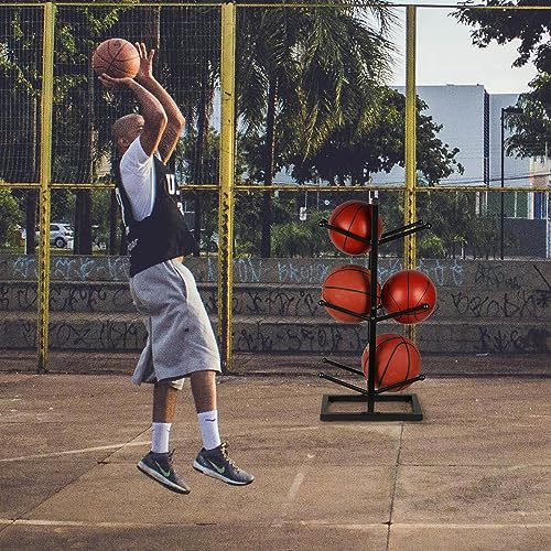 Basketball Organizers Metal Ball Storage Rack Sports Storage for Indoor Outdoor - style: 3-Layer